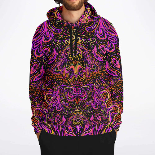 Magenta Psychedelic Doodle Rave Hoodie