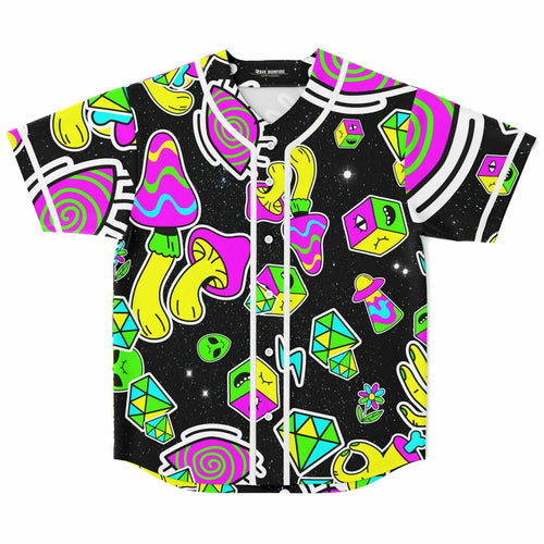 Black Psychedelic Sticker Rave Baseball Jersey