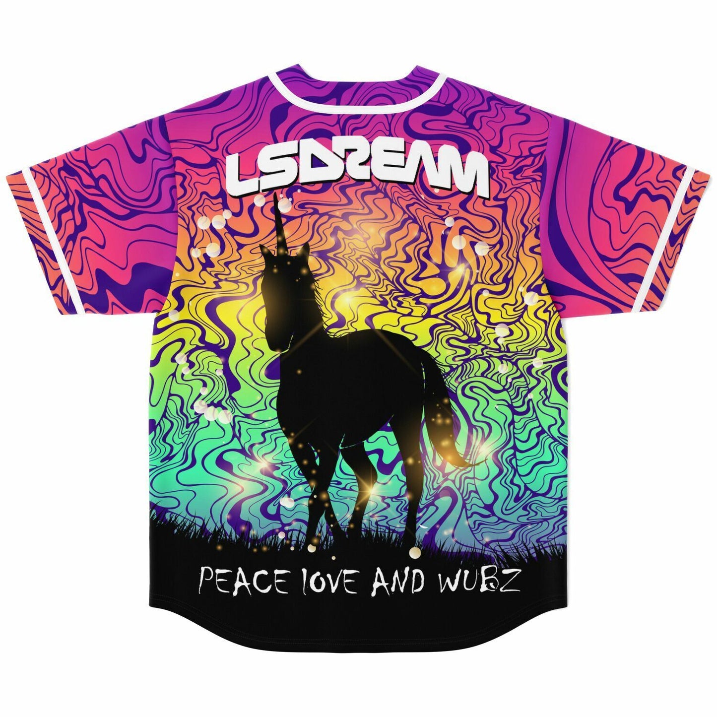 LSDREAM Full Rainbow Psychedelic Dripping Rave Baseball Jersey