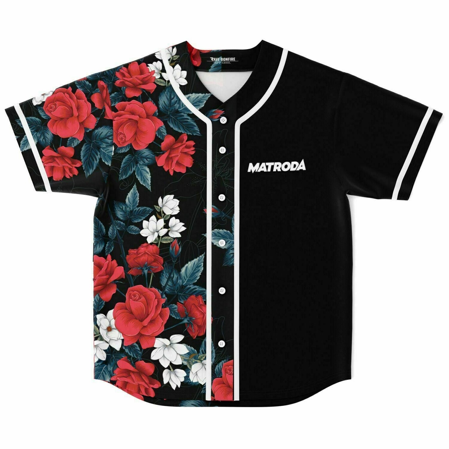 MATRODA Black Half Panel Rave Baseball Jersey