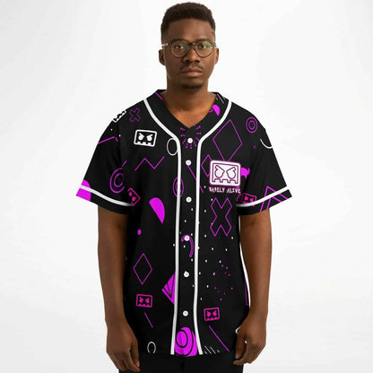BARELY ALIVE Black Memphis Geometric Rave Baseball Jersey
