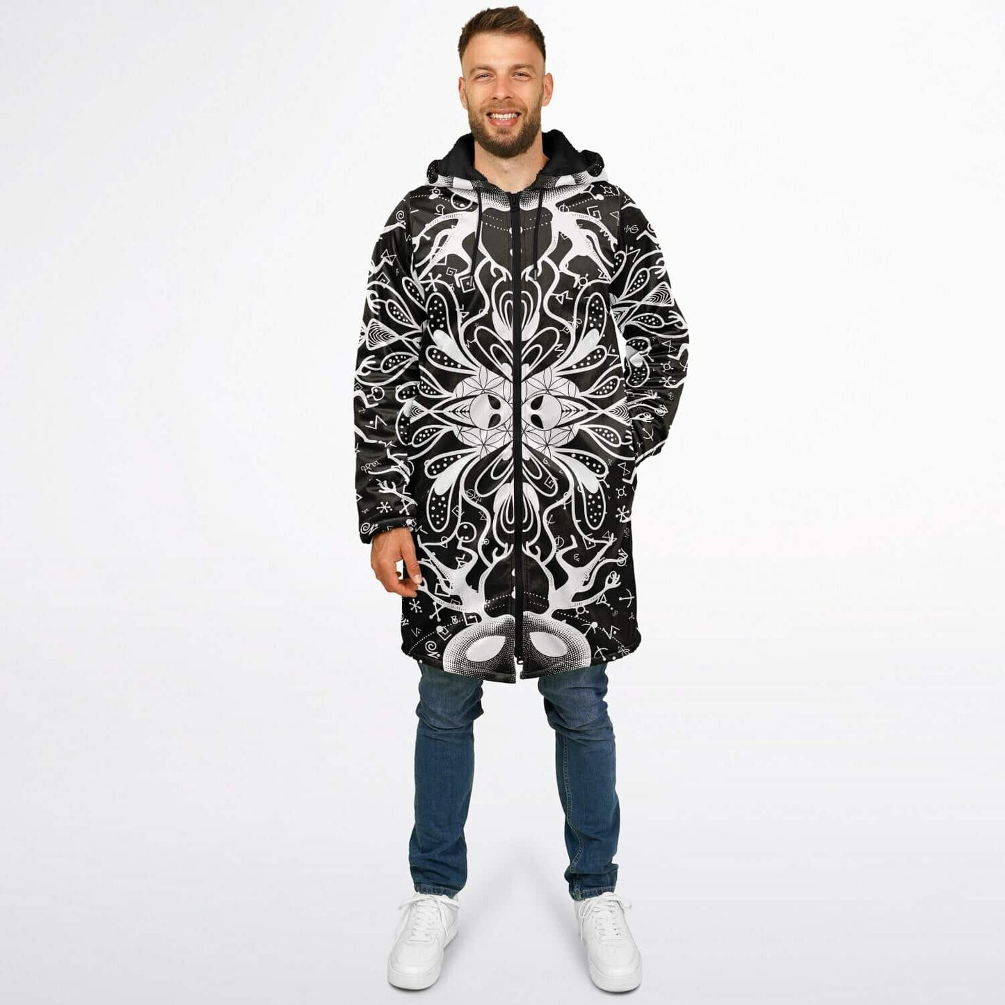 Black White Symmetrical Psychedelic Rave Cloak