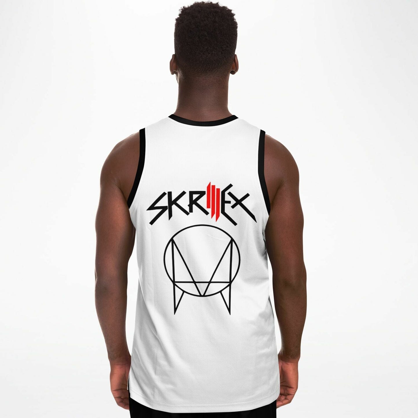 Skrillex White Body Slashed Lines Rave Basketball Jersey