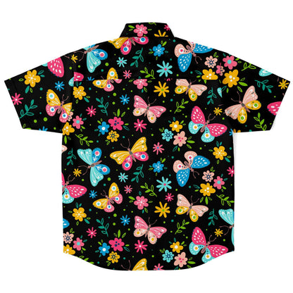 Butterflies effect short sleeve button down shirt