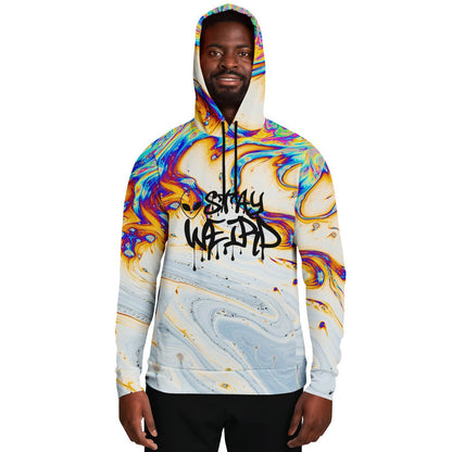 Stay Weird Rainbow Oil Slick Rave Hoodie