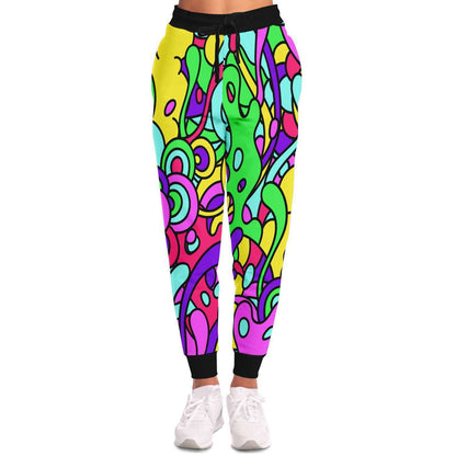 Black Cuffs Abstract Groovy Rave Joggers