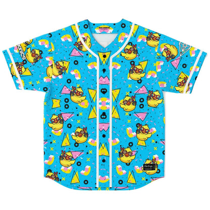 Bright Cyan Cartoon Rubber Rave Baseball Jersey