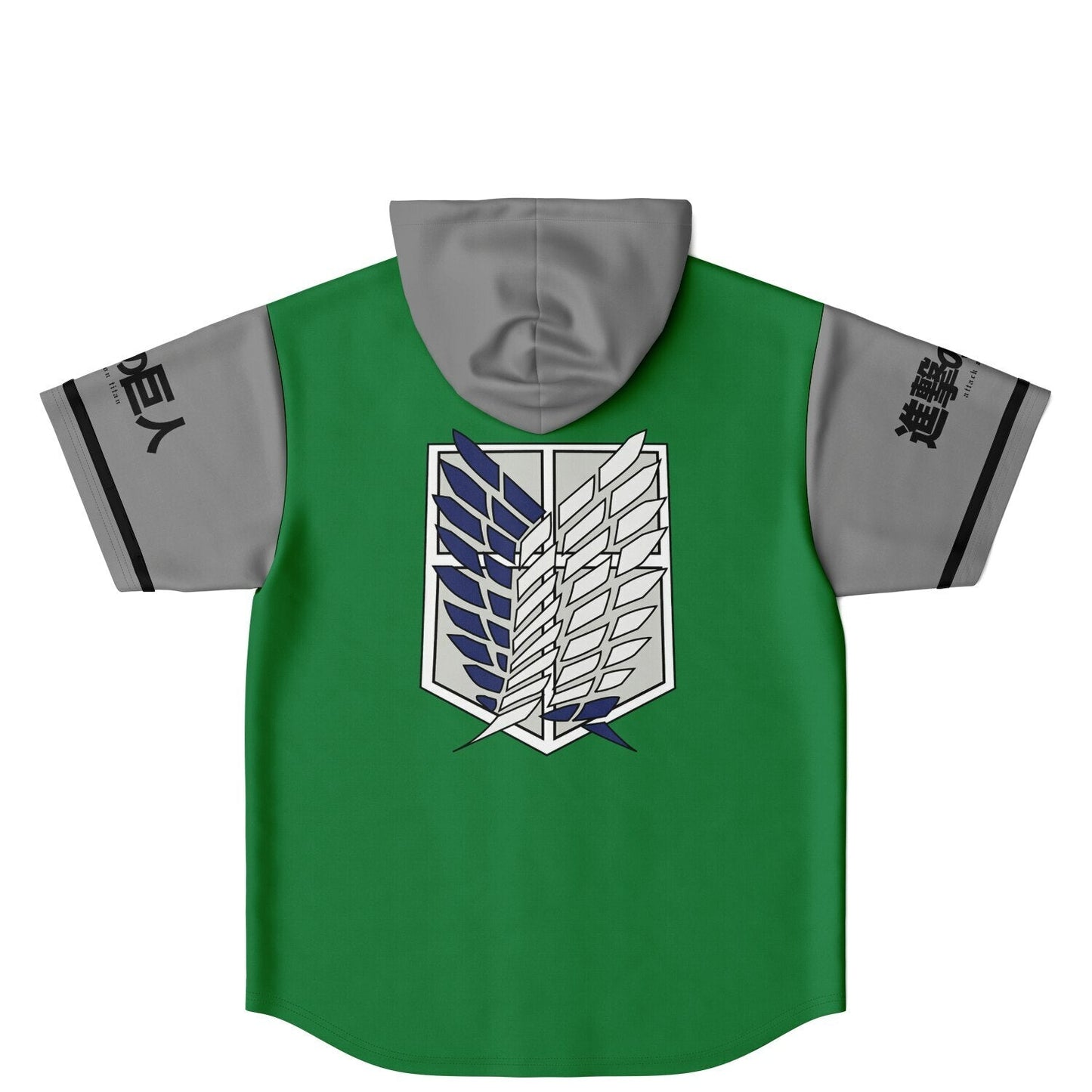 Kelly Green Attack Titan Rave Hooded Baseball Jersey