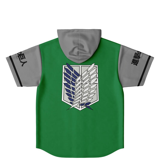 Kelly Green Attack Titan Rave Hooded Baseball Jersey