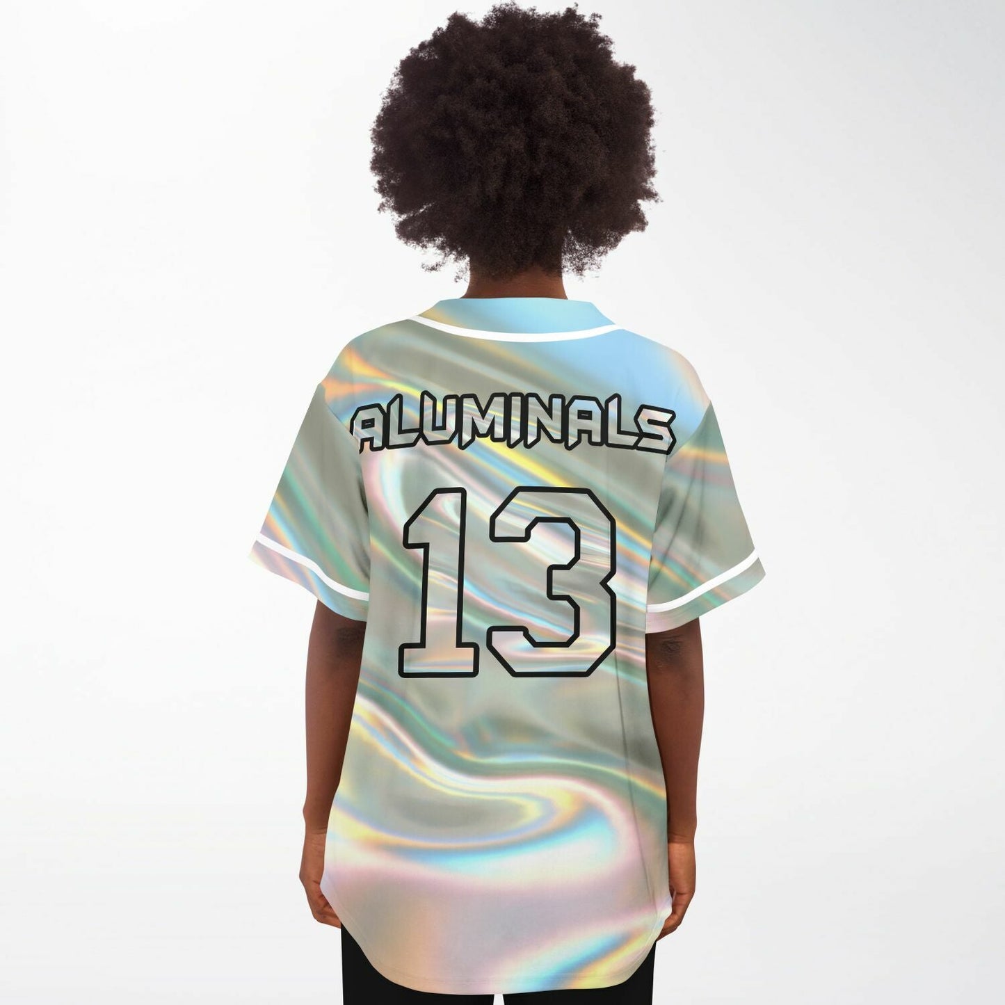 Silver Liquid Holographic Rave Baseball Jersey
