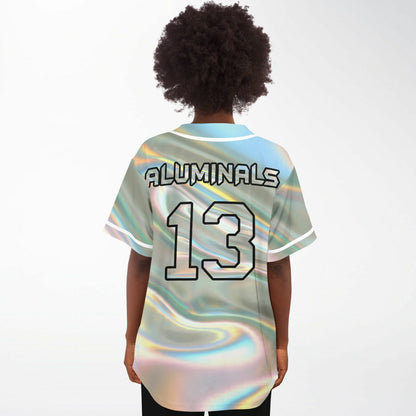 Silver Liquid Holographic Rave Baseball Jersey