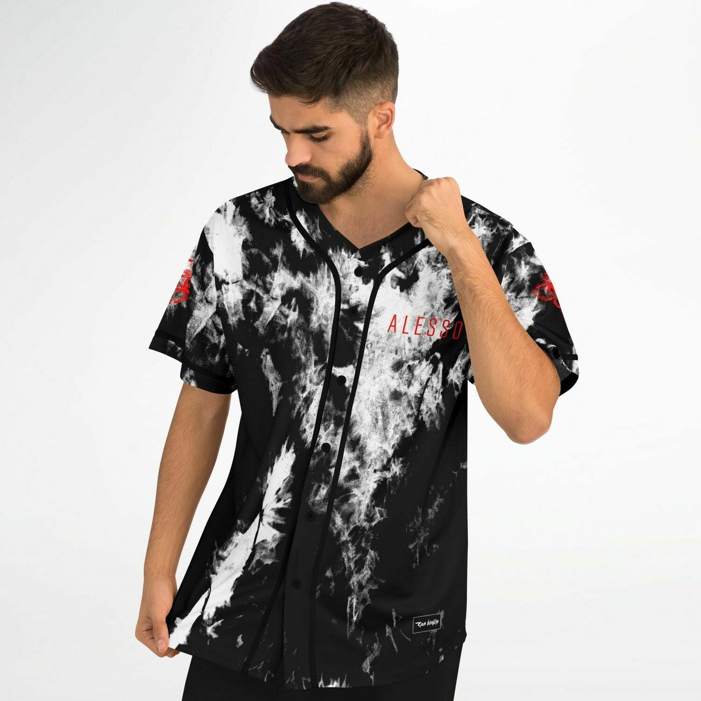 Alesso Black White Marbled Tie Rave Baseball Jersey