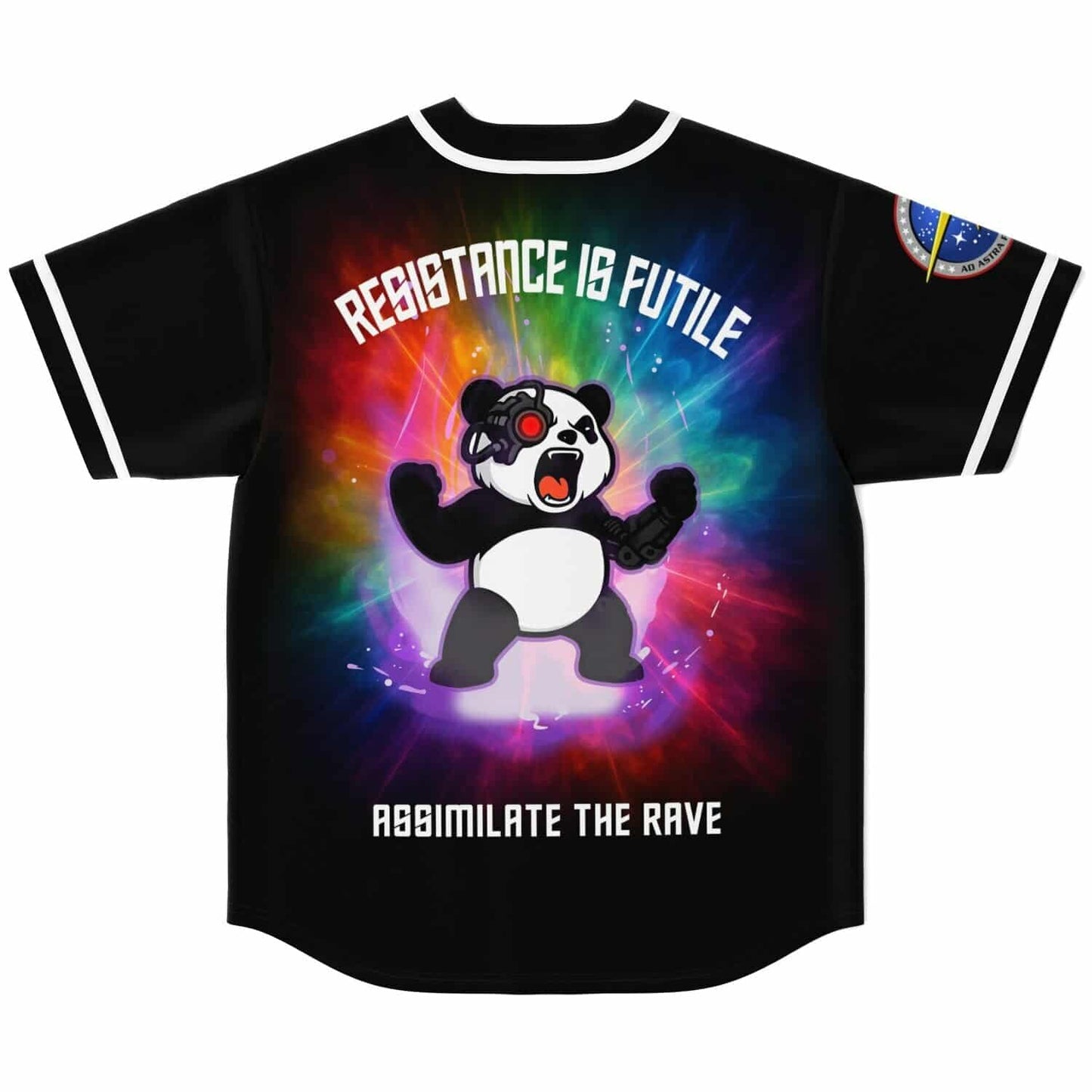 Black Cartoon Panda Rave Baseball Jersey