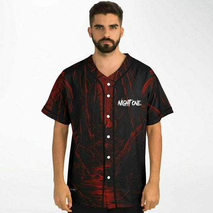 Deep Red Dark Horror Rave Baseball Jersey