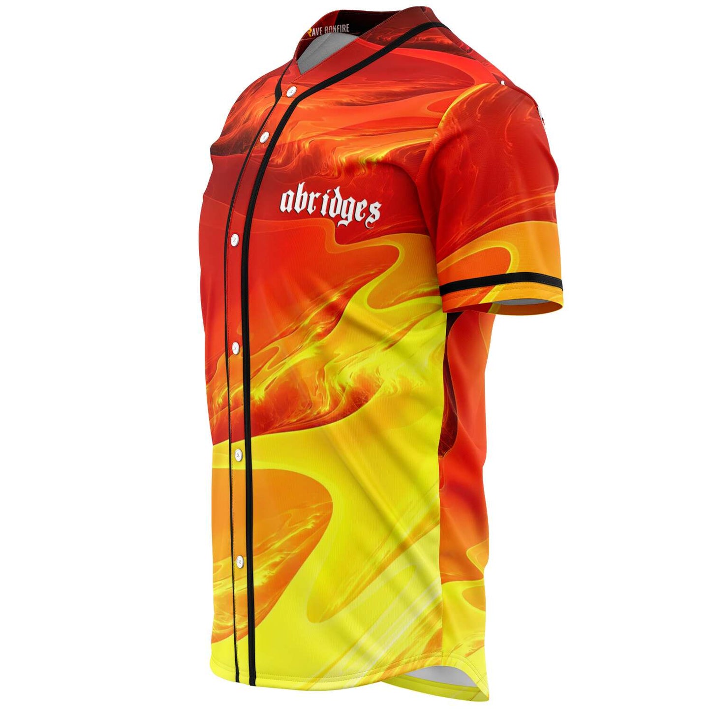 abridges Fiery Red Swirling Fire Rave Baseball Jersey