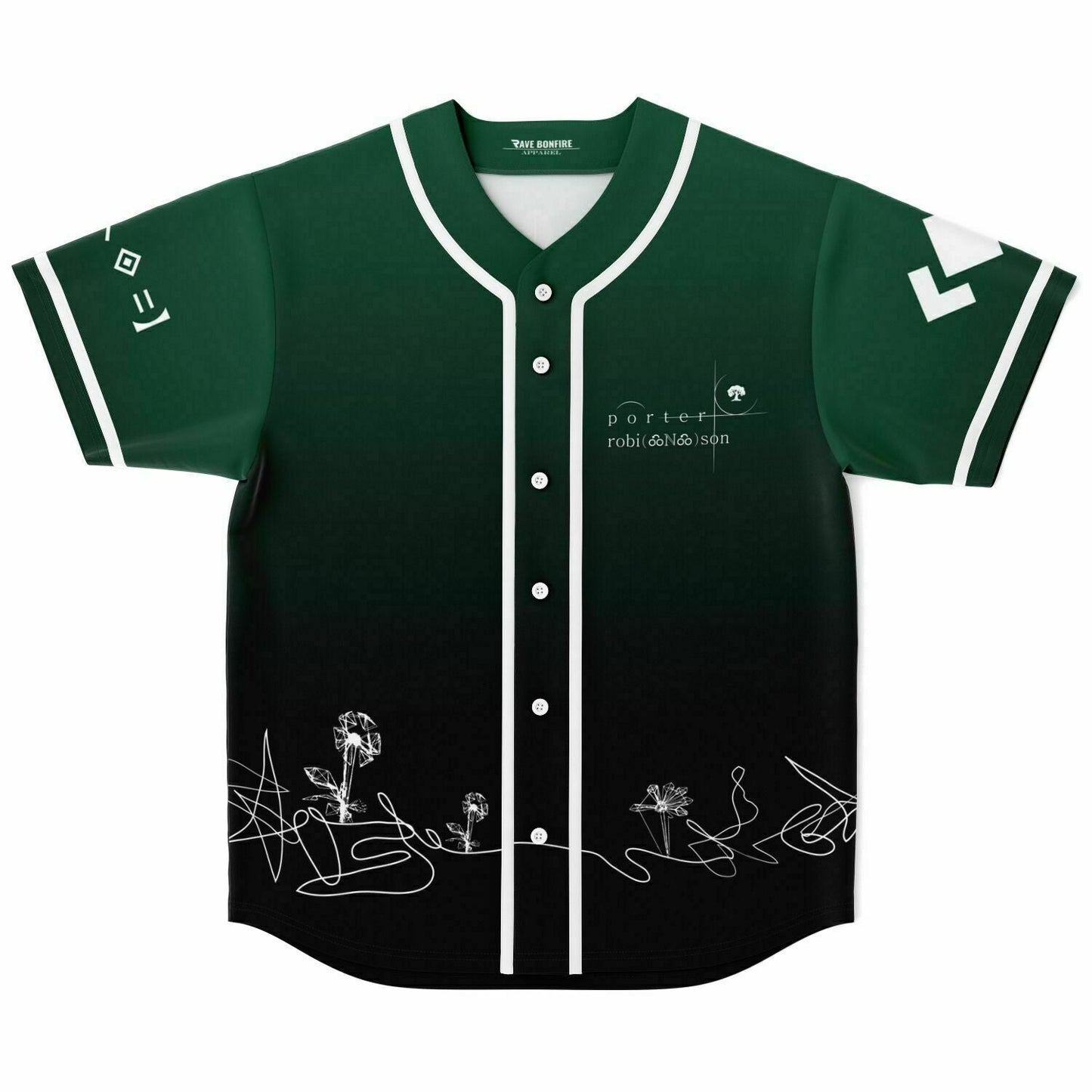 Porter Robinson Dark Green Handwritten Signature Rave Baseball Jersey