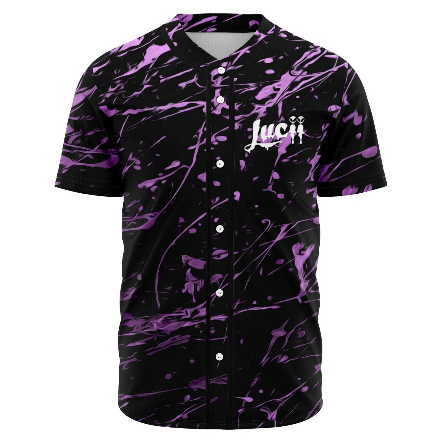 Lucii Black Purple Paint Rave Baseball Jersey