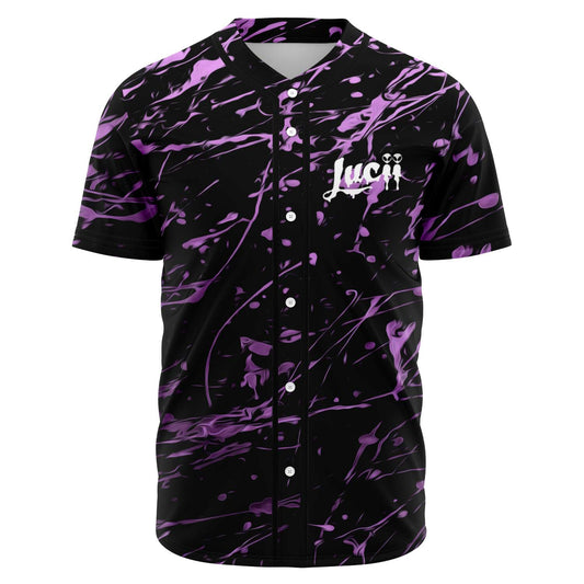 Lucii Black Purple Paint Rave Baseball Jersey