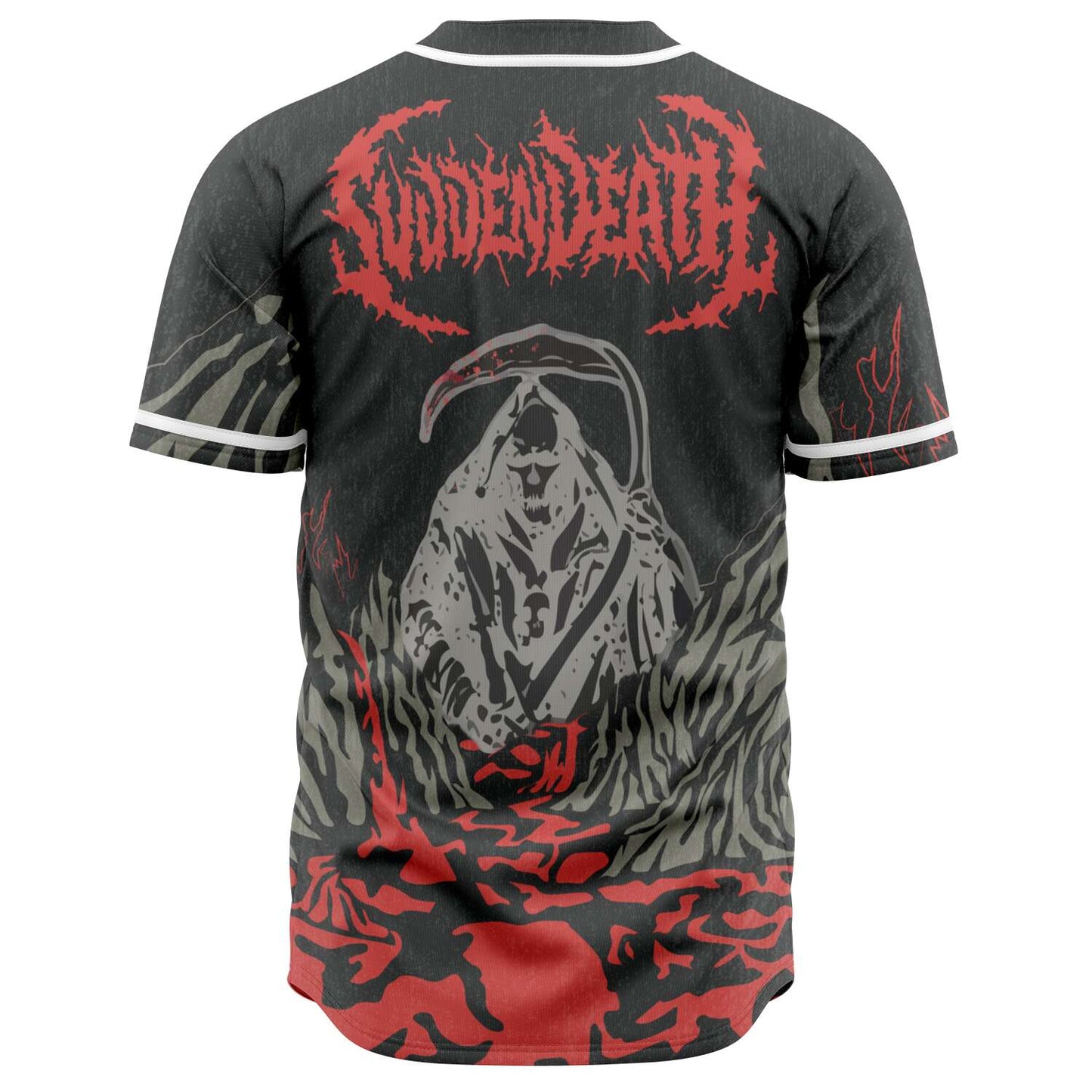 Svdden Death Charcoal Grey Hooded Grim Rave Baseball Jersey