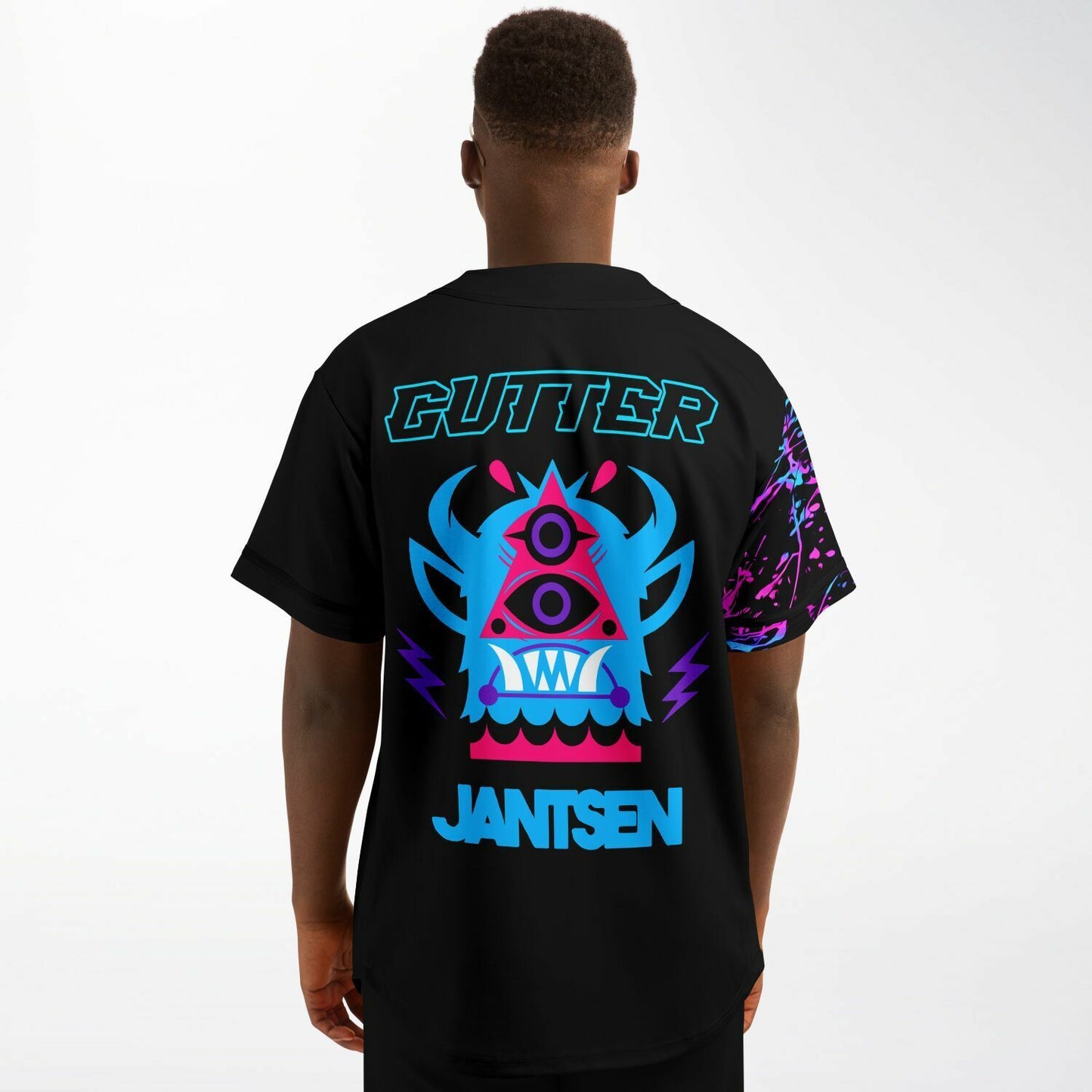 Jantsen Black Neon Paint Rave Baseball Jersey