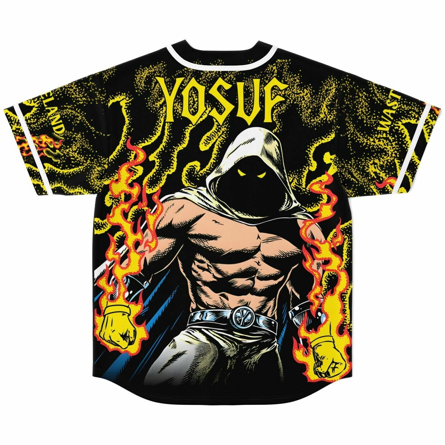 Yosuf Black Flames Fire Rave Baseball Jersey