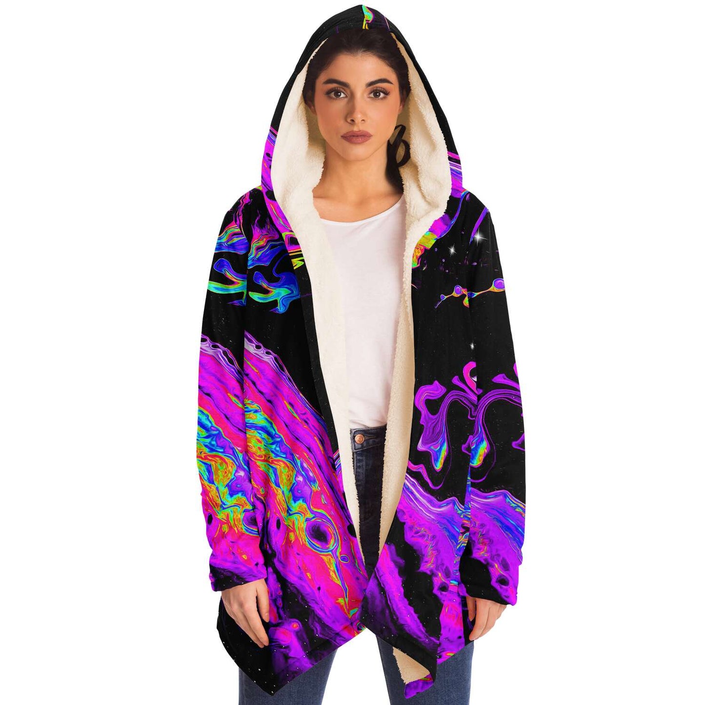 Black Psychedelic Liquid Rave Cloak