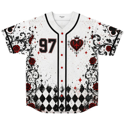 White Queen Hearts Rave Baseball Jersey