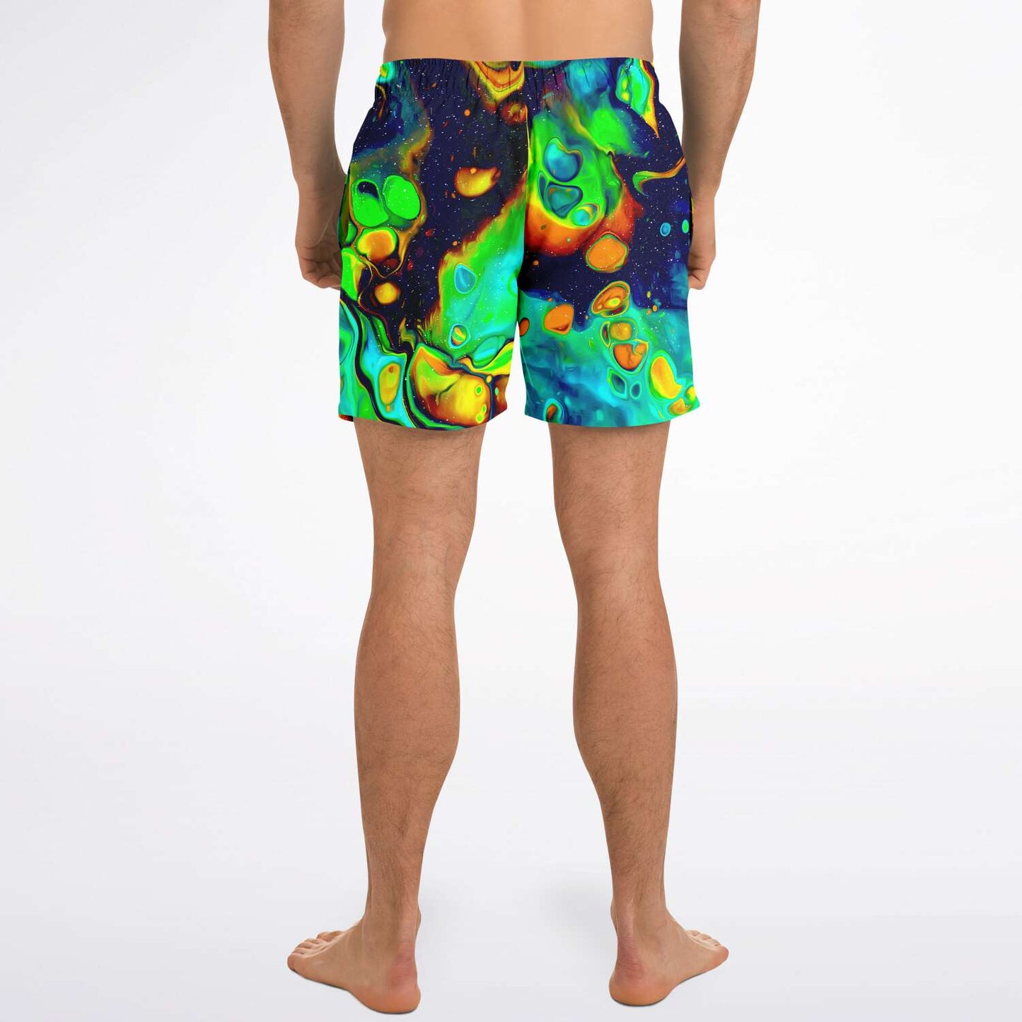 Navy Abstract Fluid Rave Swim Trunks