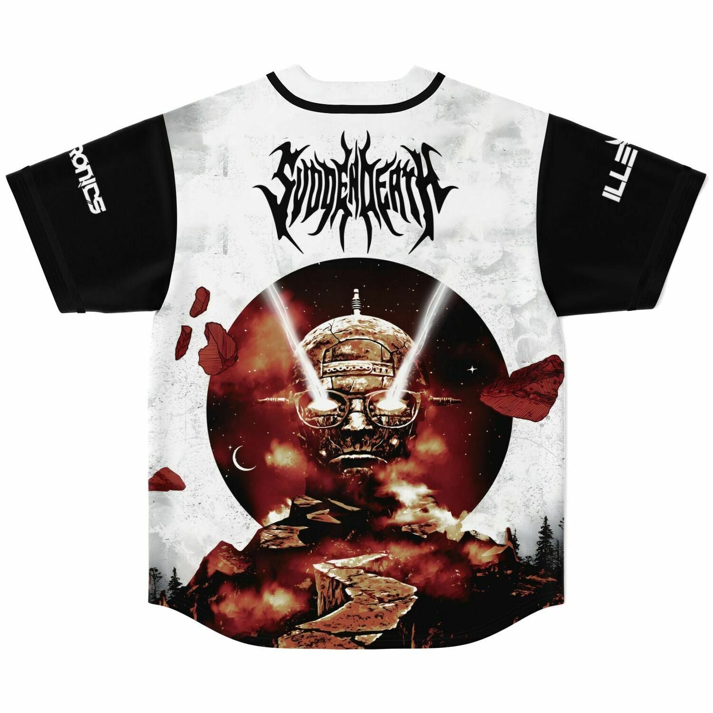 SVDDEN DEATH Black White Split Panel Rave Baseball Jersey