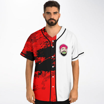 Split Red Left Half Rave Baseball Jersey
