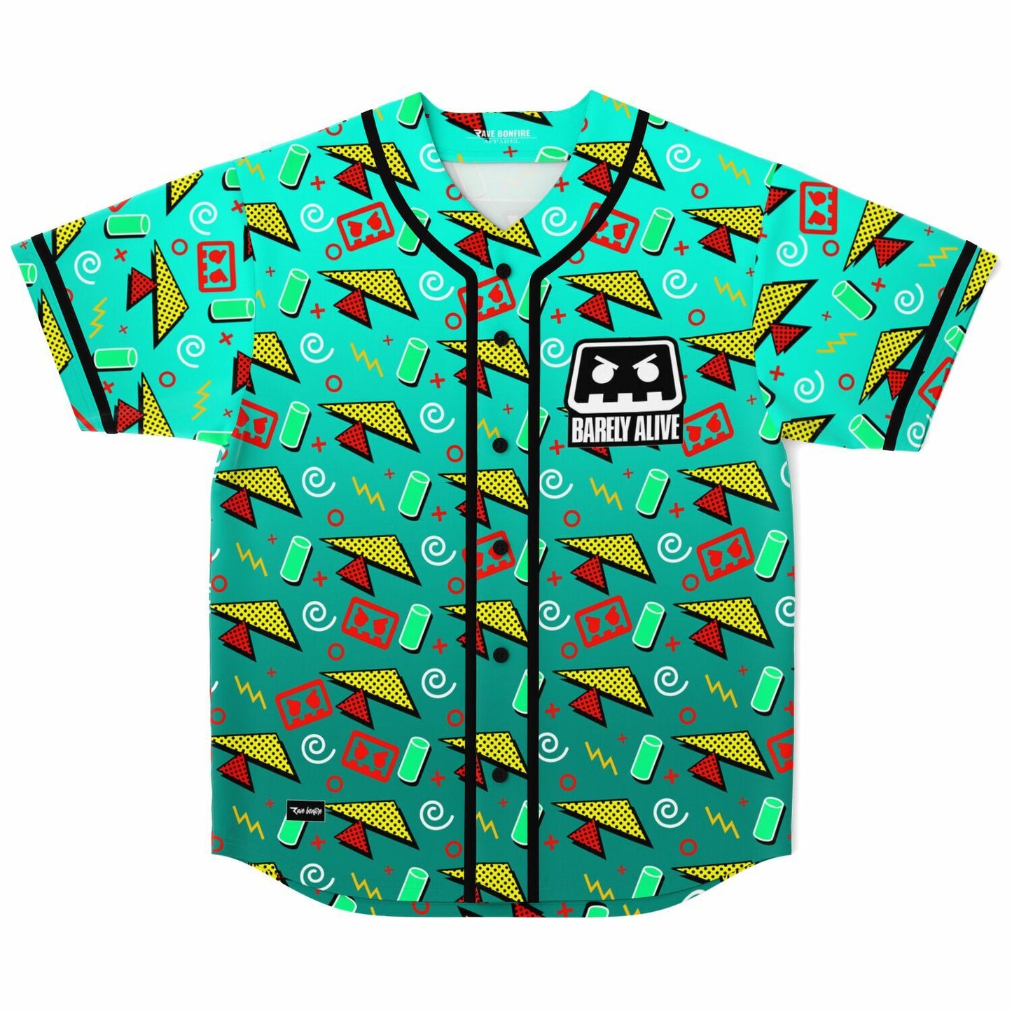 Barely Alive Teal 1990S Memphis Rave Baseball Jersey
