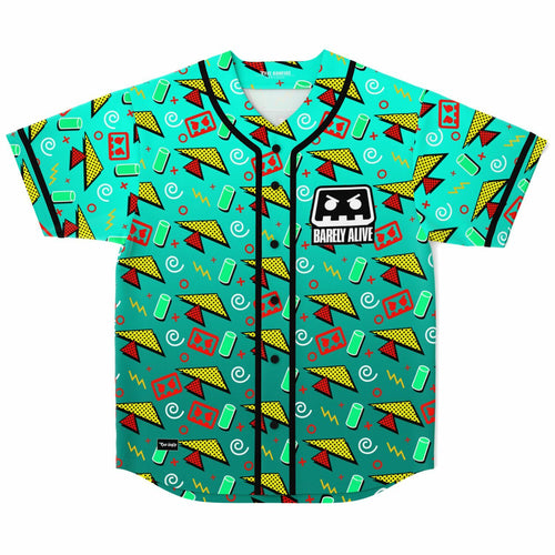Barely Alive Teal 1990S Memphis Rave Baseball Jersey