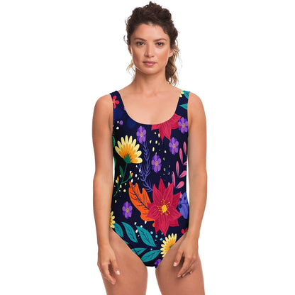 Navy Colorful Botanical Rave Swimsuit