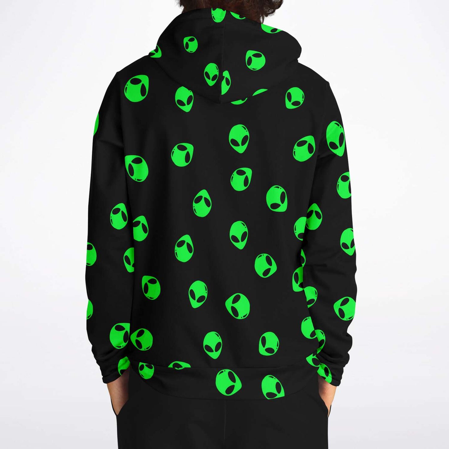 Neon Green Alien Head Black Rave Hoodie