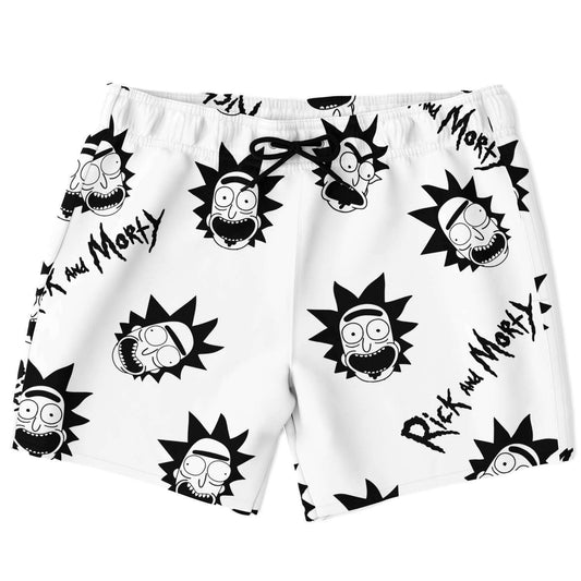 Black White Repeated Cartoon Rave Swim Trunks