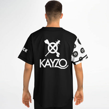 Kayzo Black White Split Panel Rave Baseball Jersey