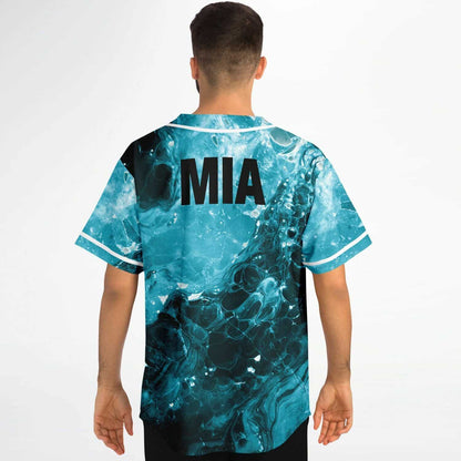 Teal Turquoise Abstract Liquid Rave Baseball Jersey