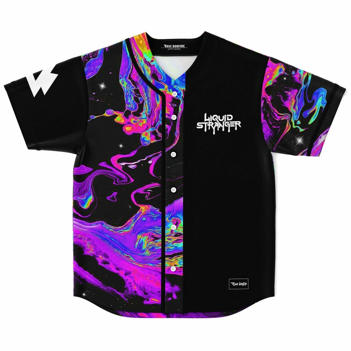 Liquid Stranger Black Psychedelic Marble Rave Baseball Jersey