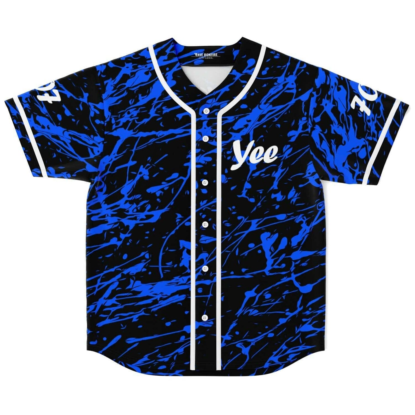 Black Abstract Paint Rave Baseball Jersey