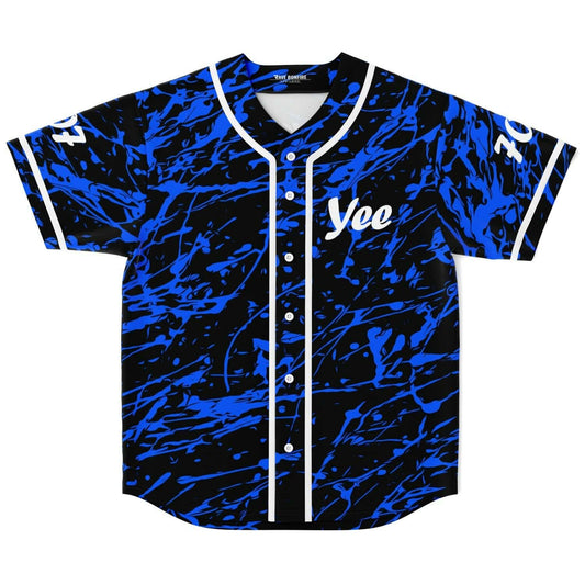 Black Abstract Paint Rave Baseball Jersey