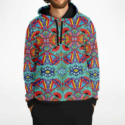 Teal Kaleidoscope Doodle Rave Hoodie