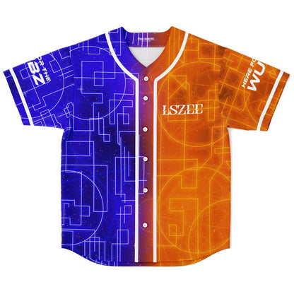 LSZEE Split Blue Geometric Circuit Rave Baseball Jersey