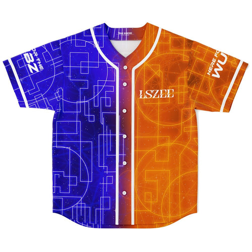 LSZEE Split Blue Geometric Circuit Rave Baseball Jersey