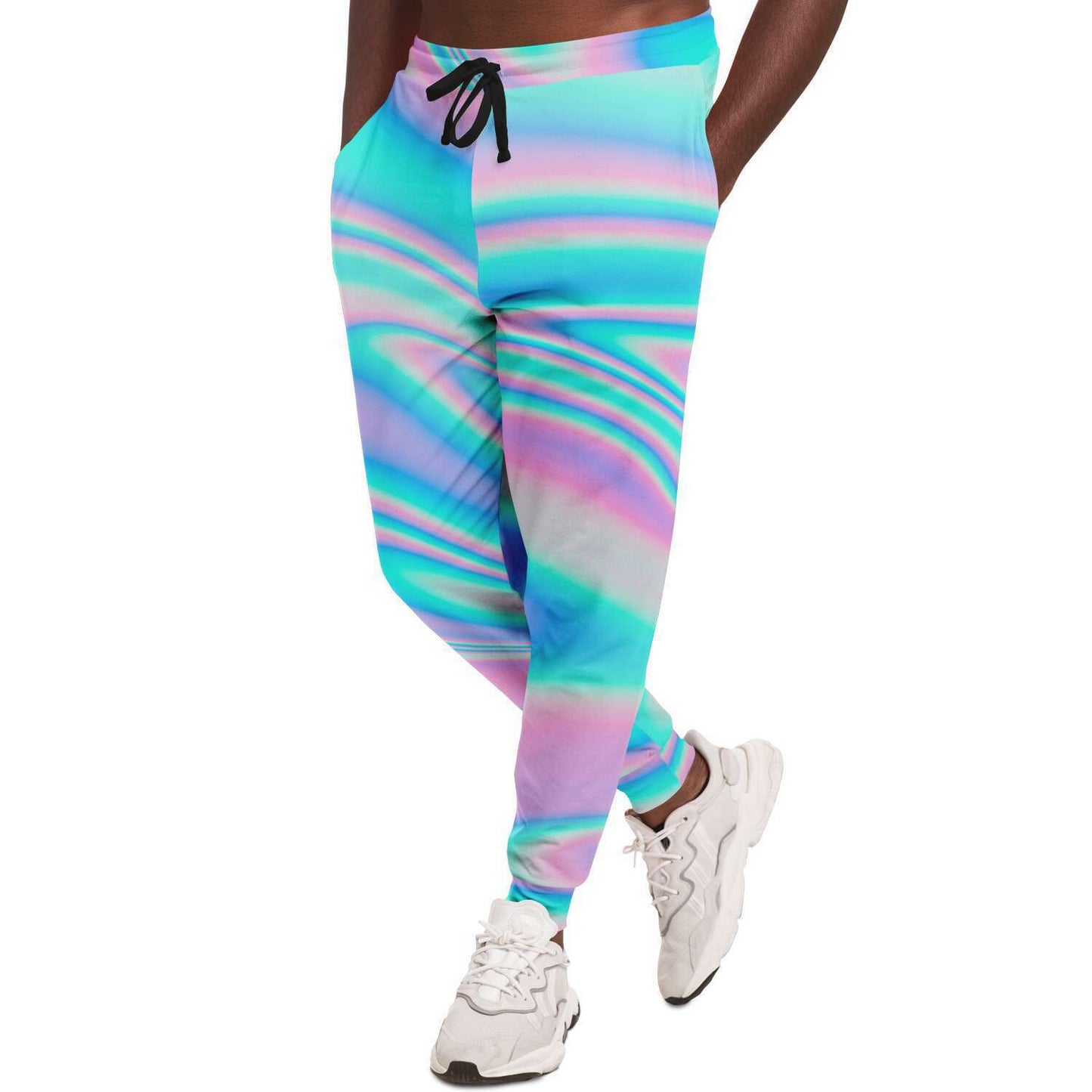 Pastel Holographic Iridescent Liquid Rave Joggers
