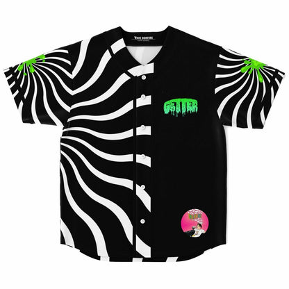 Getter Black White Spiral Optical Rave Baseball Jersey