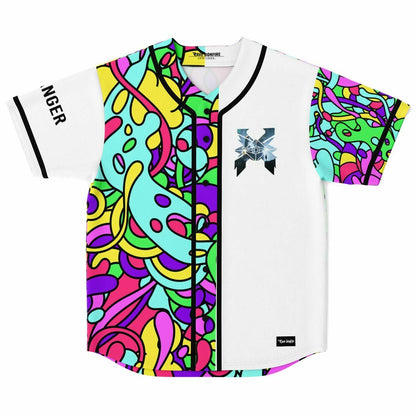 White Colorful Abstract Rave Baseball Jersey