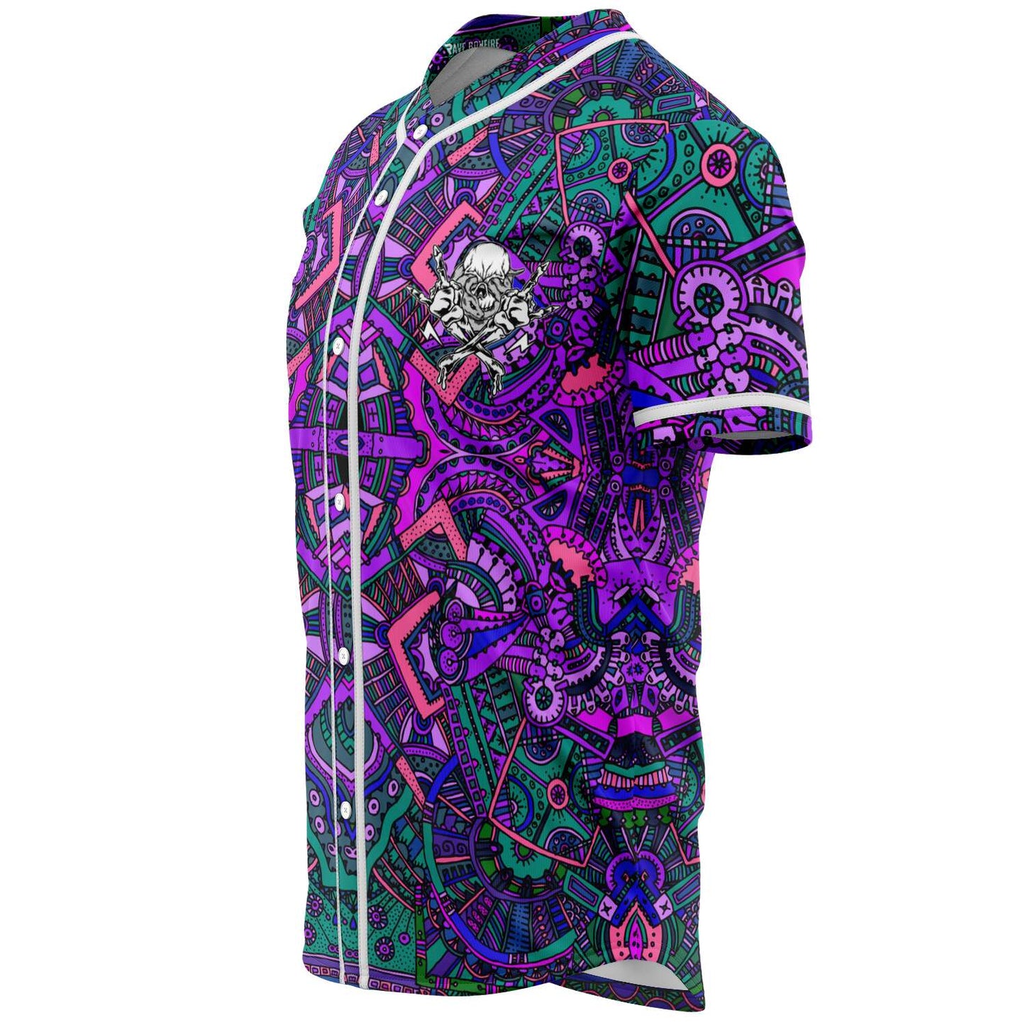 Purple Grinning Skull Rave Baseball Jersey
