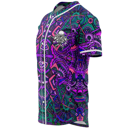 Purple Grinning Skull Rave Baseball Jersey