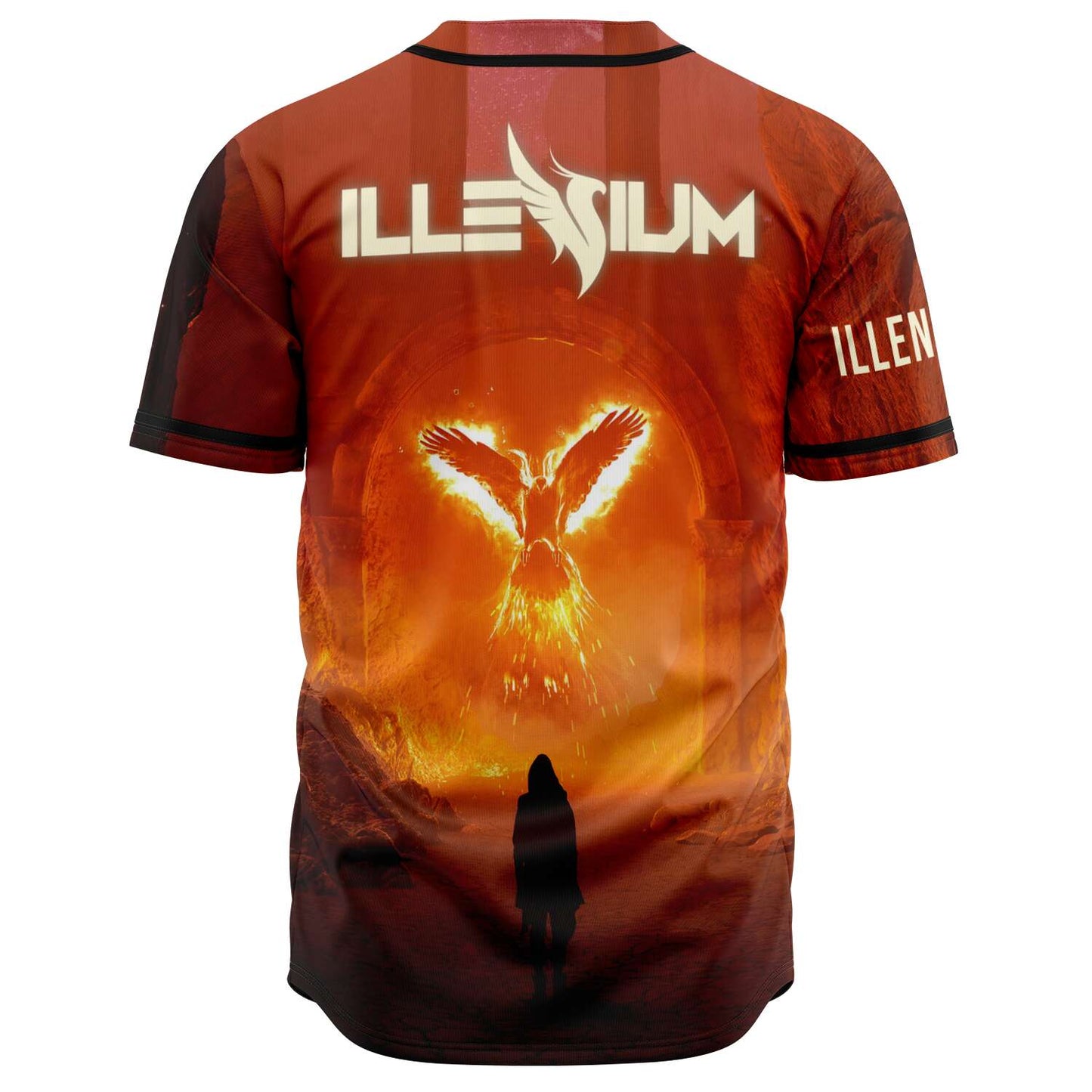 Illenium Fiery Red Flaming Phoenix Rave Baseball Jersey