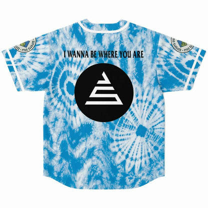 Sky Blue Spiral Tie Rave Baseball Jersey
